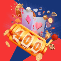 Vizual za second deposit na kojoj se nalazi slot s prikazanih 400 vrtnji, karte i novčići